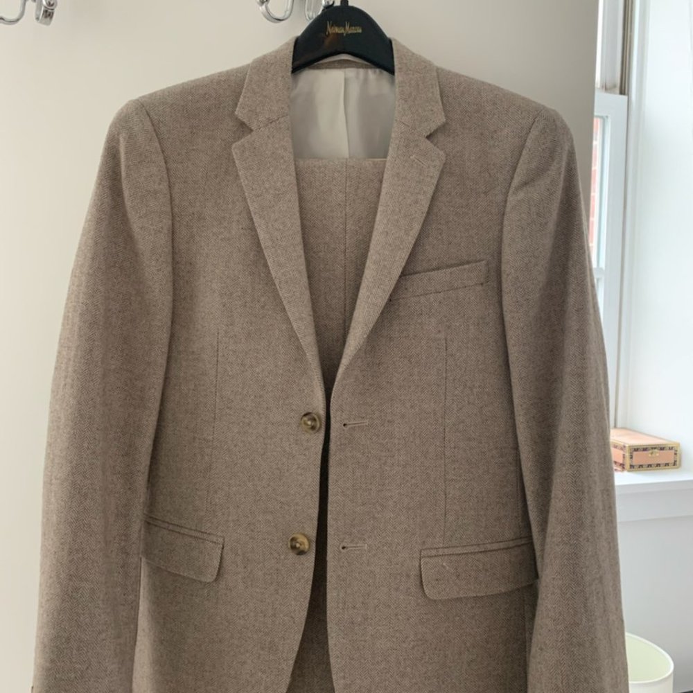 Topman Wool Herringbone Suit